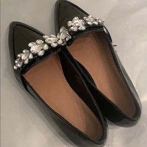 ASOS WIDE Black Flats with Rhinestone